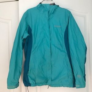 M turquoise Columbia rain jacket